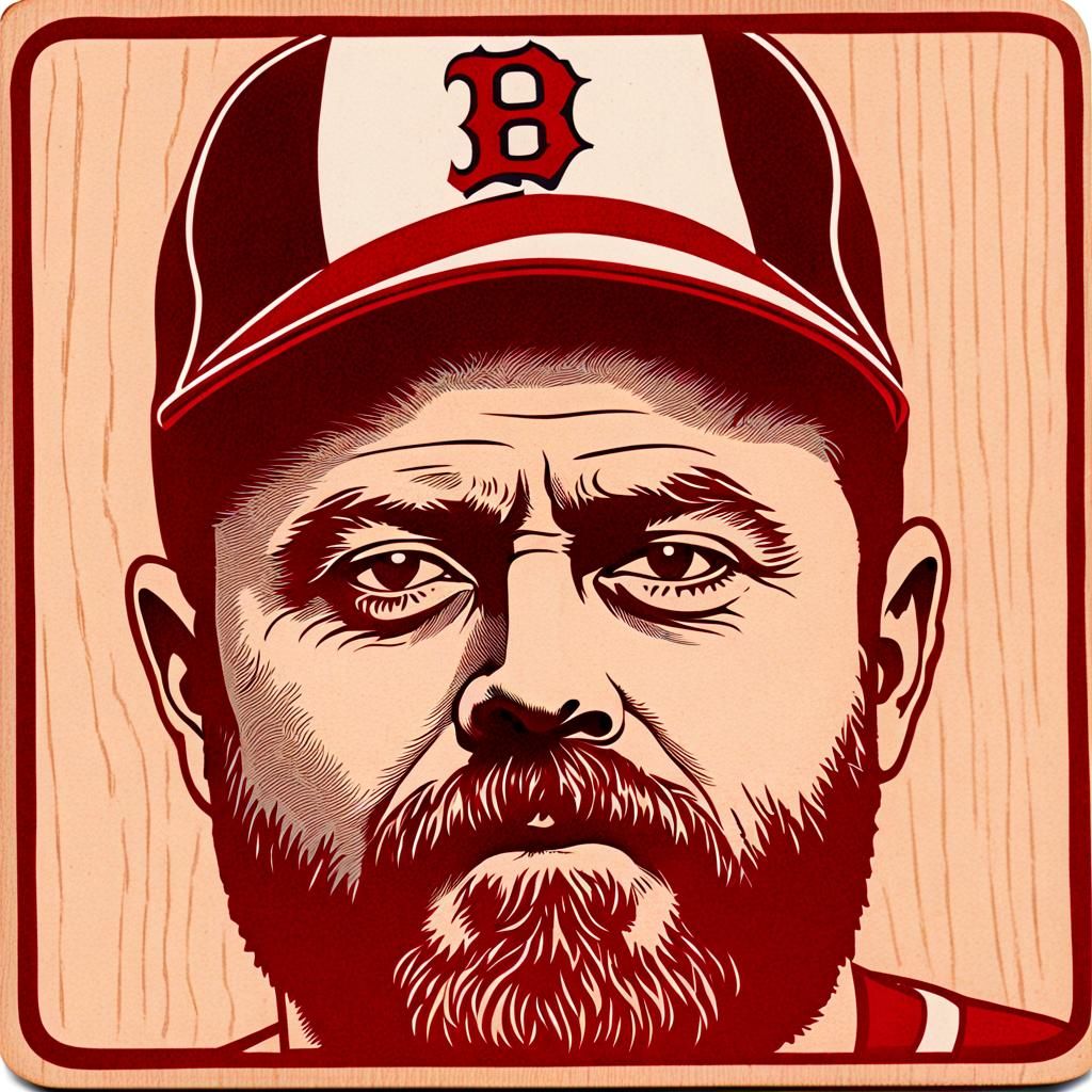 Nick Offerman as Vintage Baseball Card in Woodcut Style