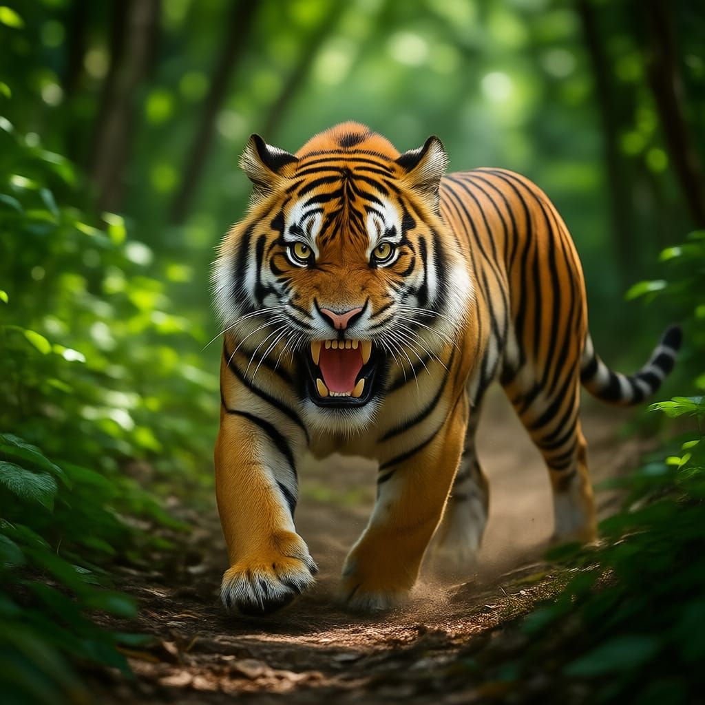 Tiger Attacks Poacher in Sharp Focus Wildlife Photography