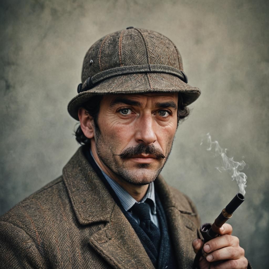 Intense Man in Tweed with Pipe: Professional Portrait