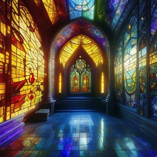 Gothic Stained Glass Chapel Doors in Macro Photography