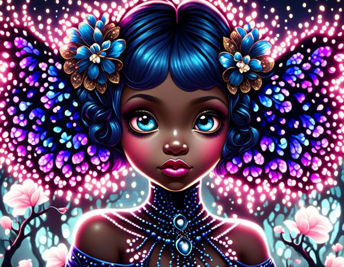 Chubby Goth Fairy in Dark Fantasy Forest