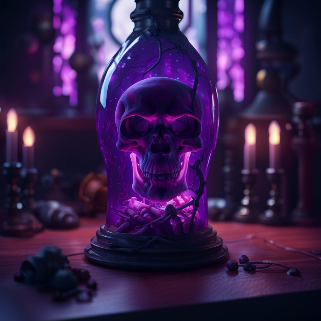 Gothic Lava Lamp with Trapped Skeleton Cat