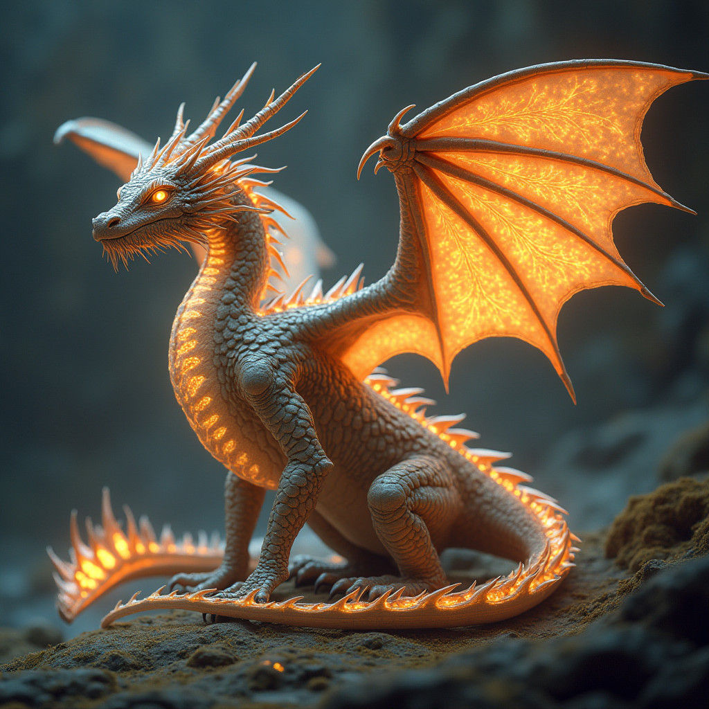 Regal Dragon with Luminous Fairy Runes in 8k