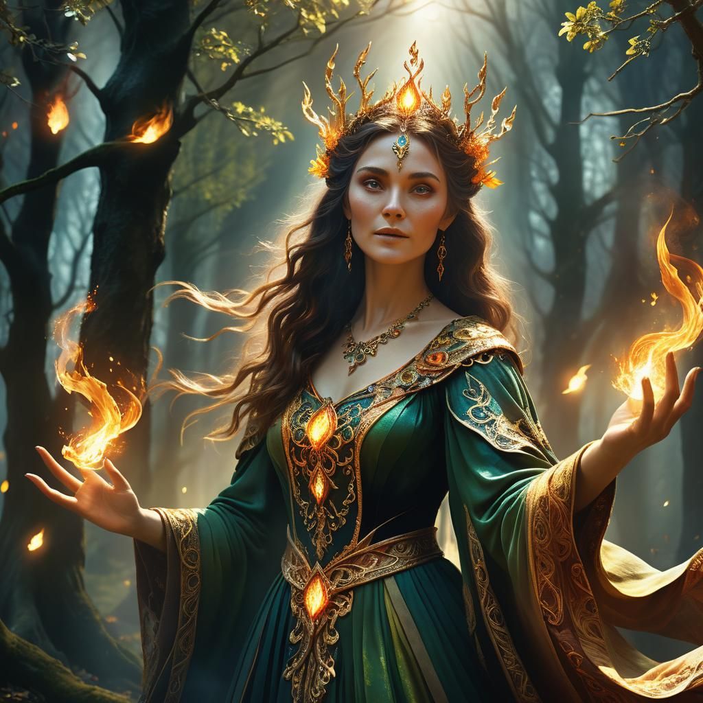 Sorceress in Enchanted Forest: Digital Matte Painting