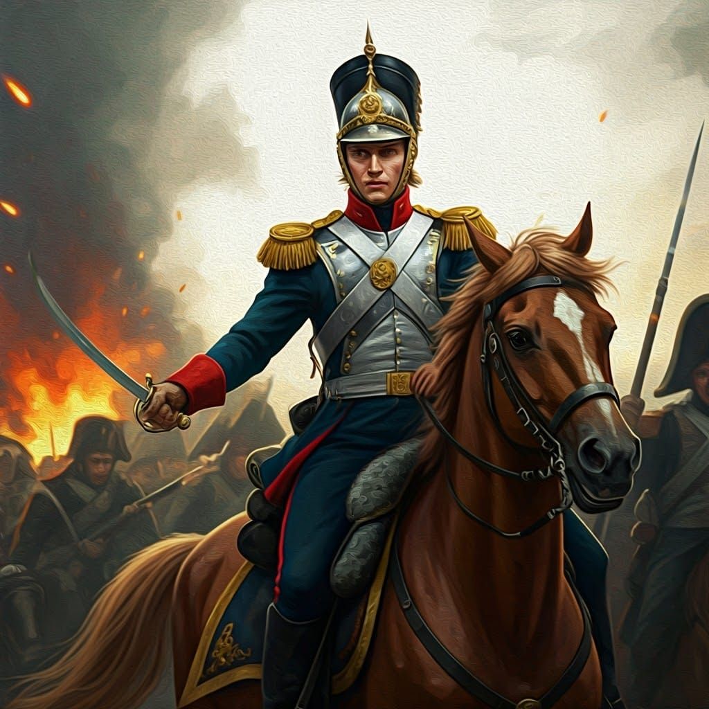 Daring Russian Hussar Charges into Battle