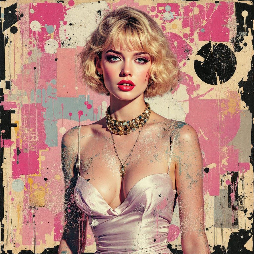Aged-Punk Pin-Up Woman with Luminous Clarity
