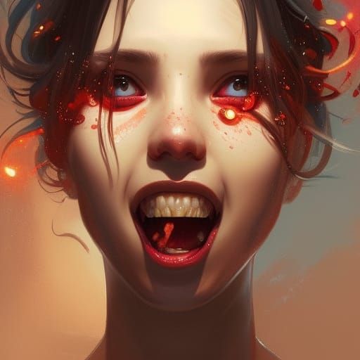 Smiling Portrait in Hyperdetailed Splash Art Style