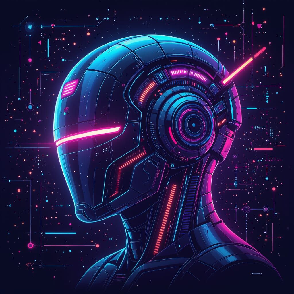 Futuristic AI Logo with Neon Accents