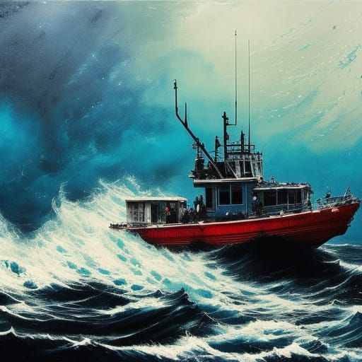 Coast Guard Rescue Boat on Rough Seas