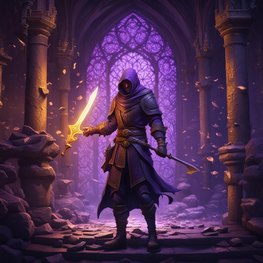 Fantasy Thief with Magic Dagger: Dark Fantasy Art