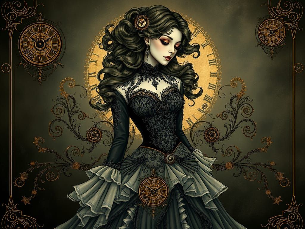 Steampunk Goddess Amidst Clockwork Whispers