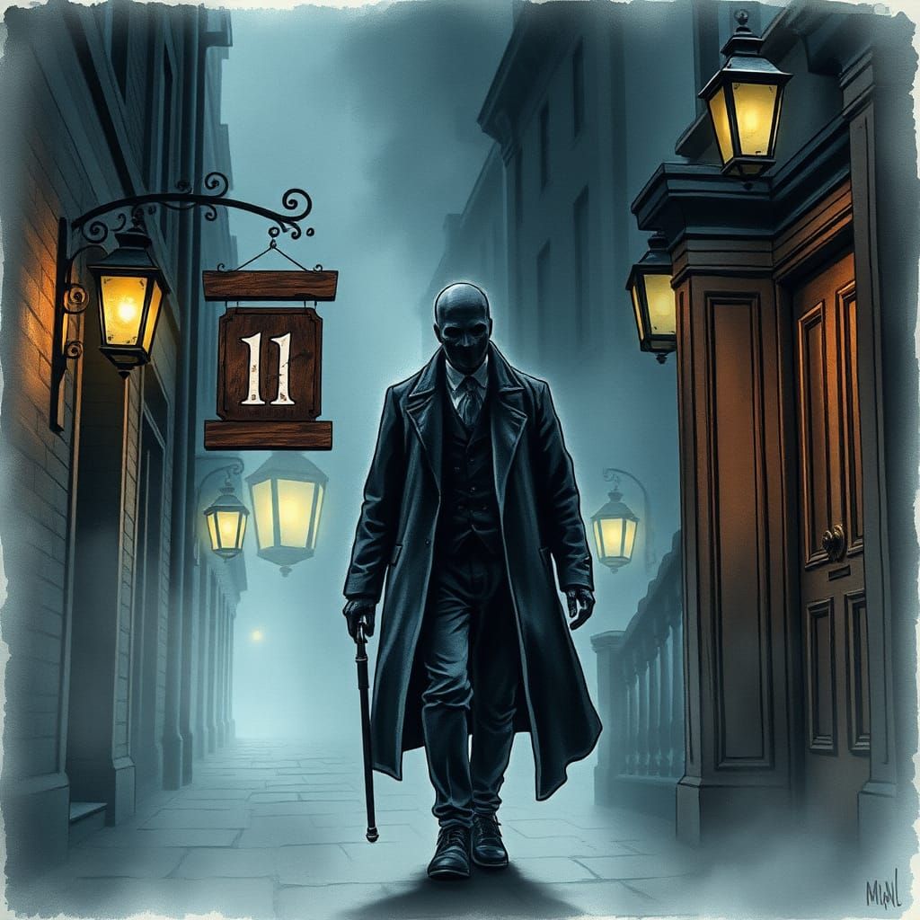 Spooky Faceless Man Stalks Foggy Victorian London in Waterco...