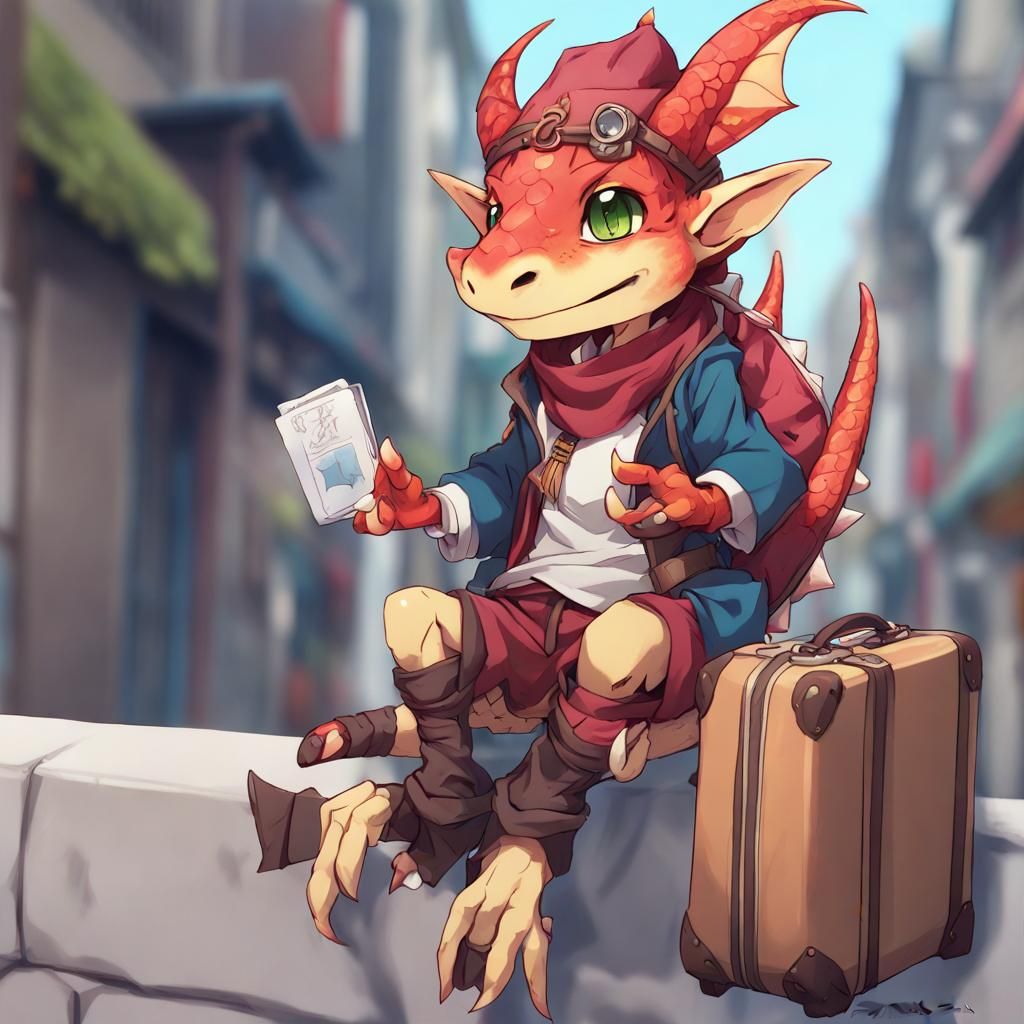 Dragon Kobold Artificer in Anime Style