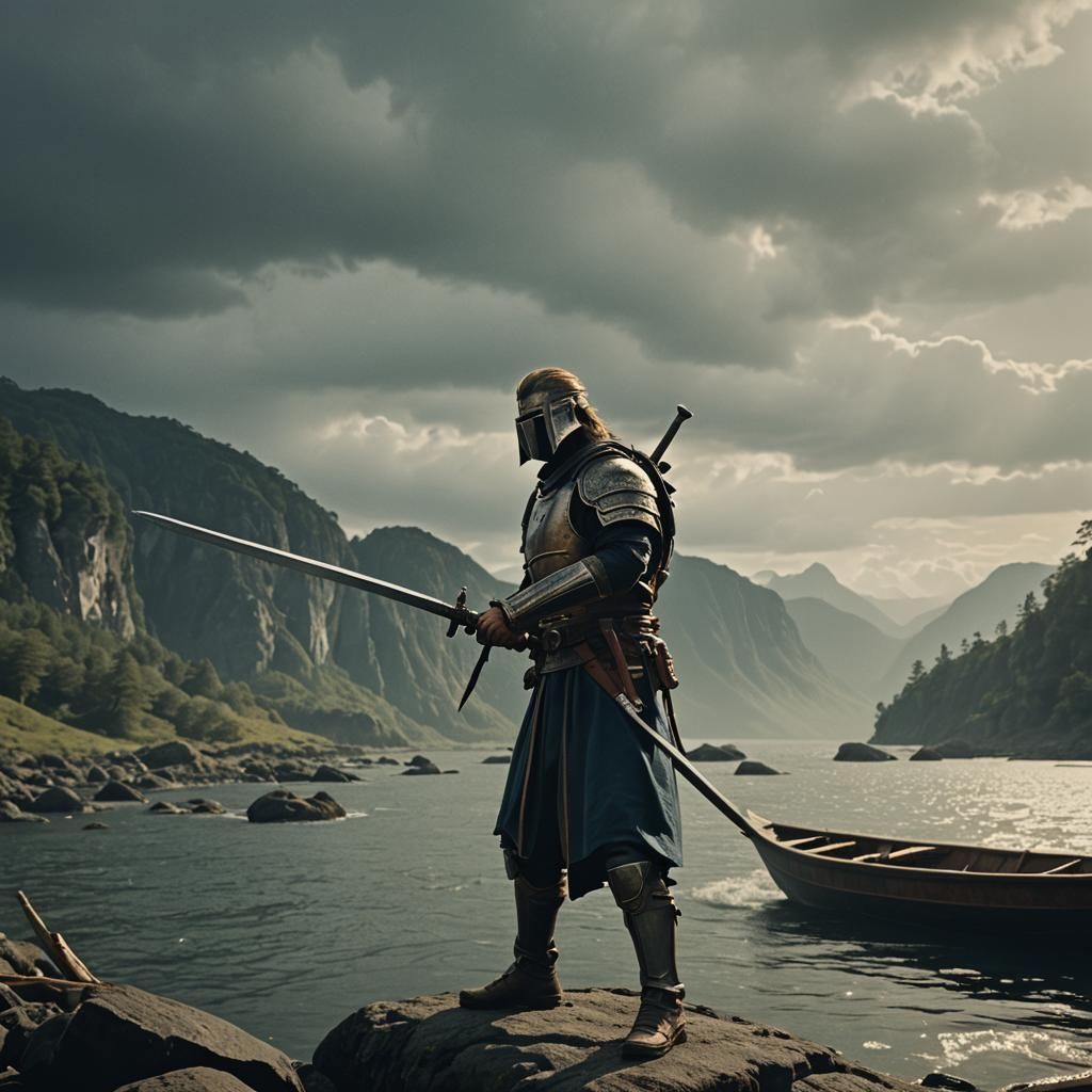 Cinematic Jaeger with Boat Sword Film Still