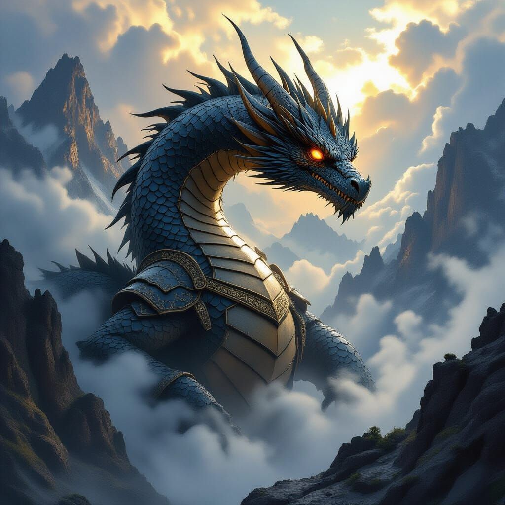 Ancient Dragon Guardian of Mountain Pass: Epic Fantasy
