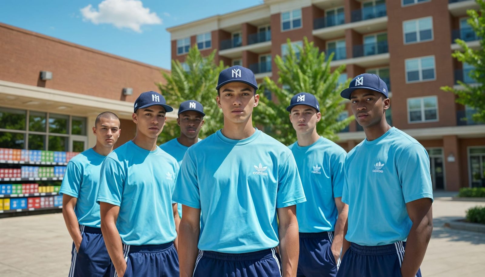 Urban Street Scene: Young Men in Athletic Fashion
