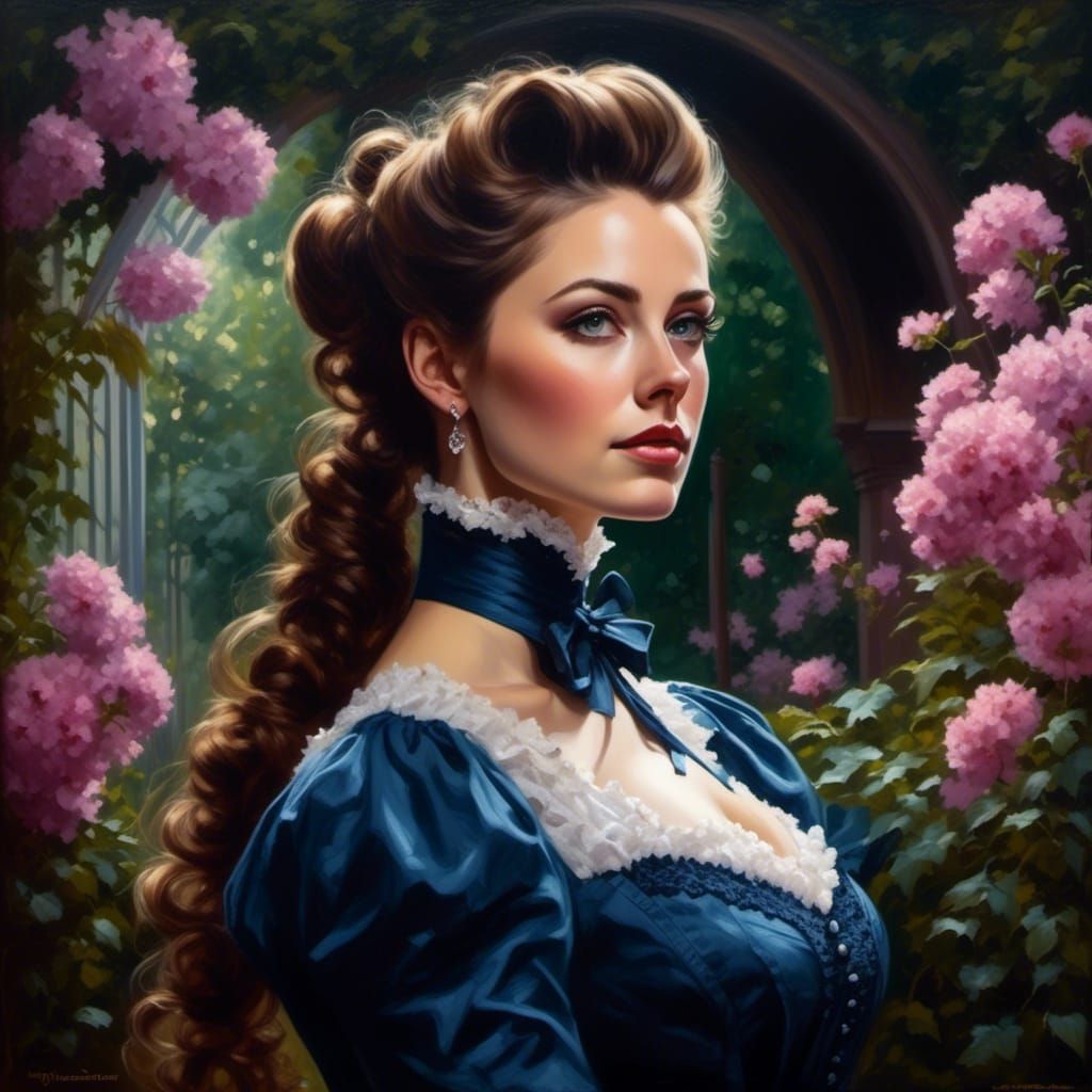 Victorian Lady Portrait in Mystic Garden