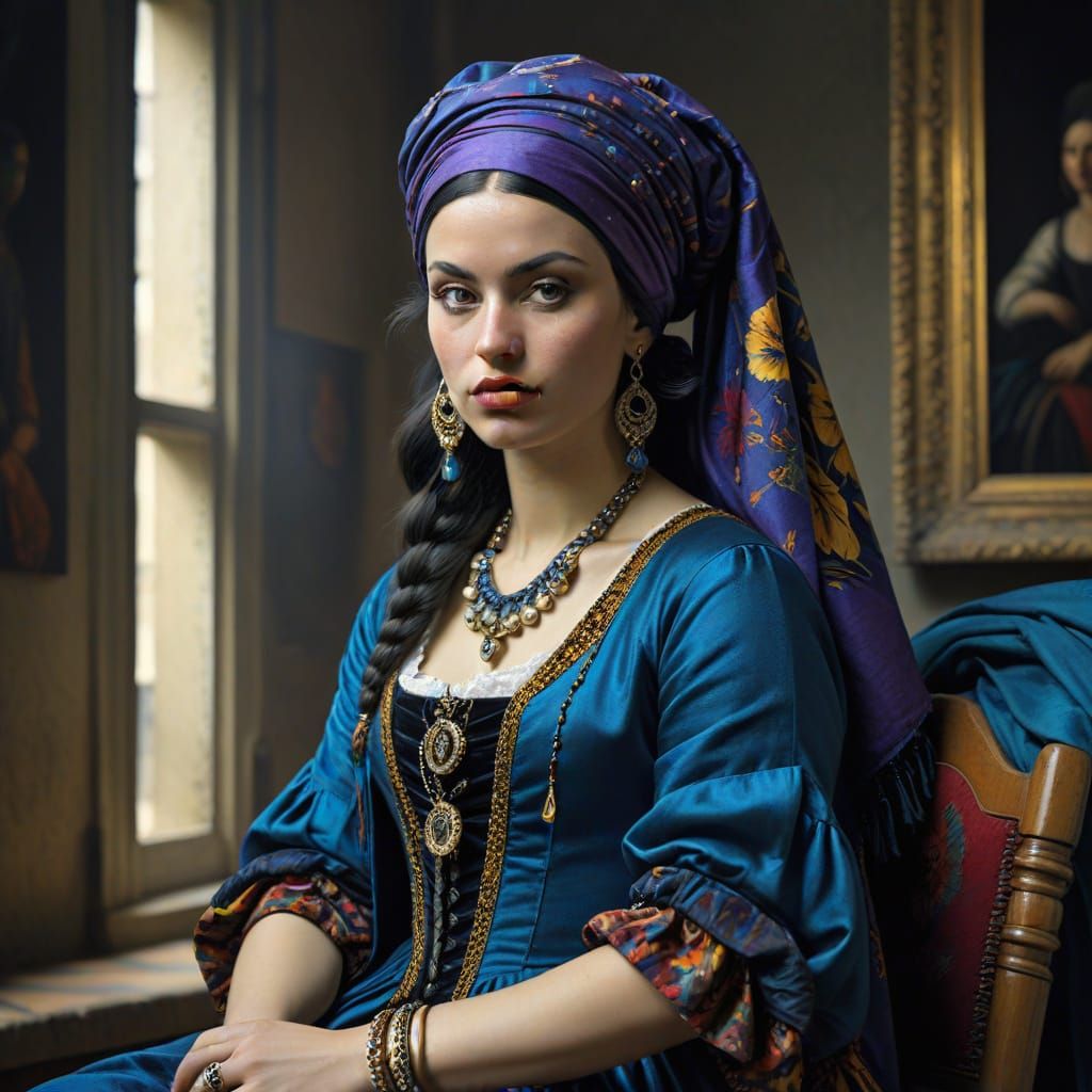 Gypsy Punk Queen in the Style of Vermeer