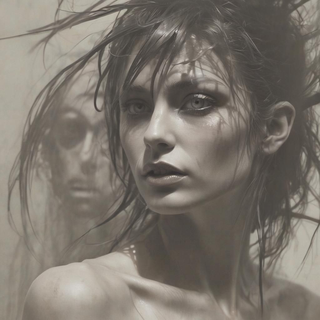 Ethereal Banshee in Double Exposure Art