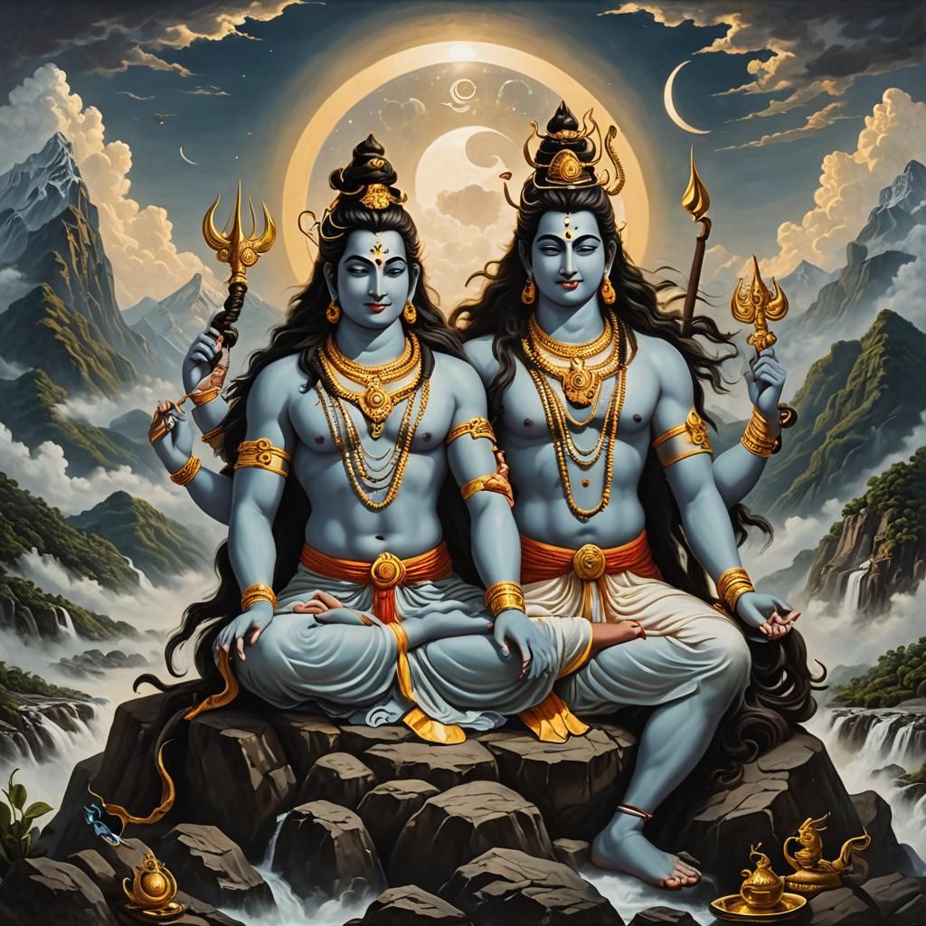 Lord Shiva Meditating Peacefully on Mountain Peak