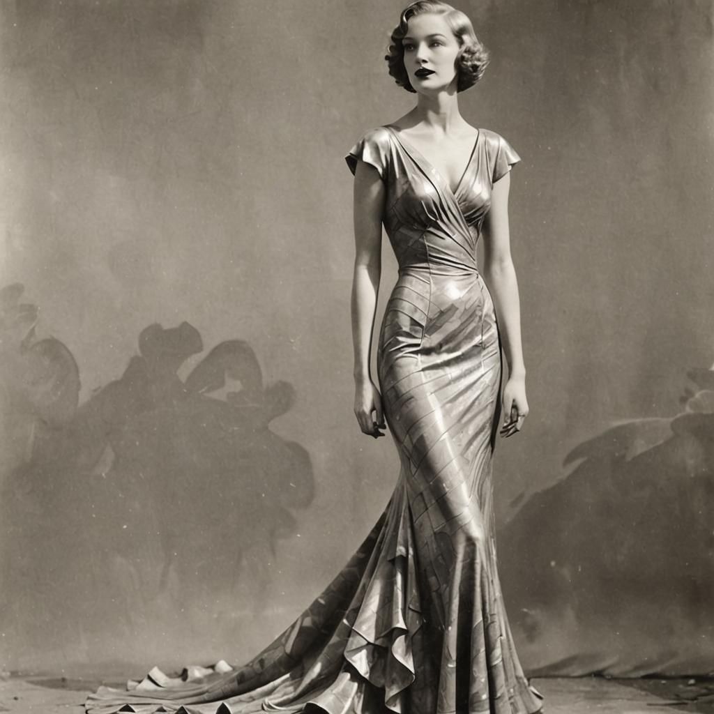1930s Woman's Dress with Godets in Graffiti Art