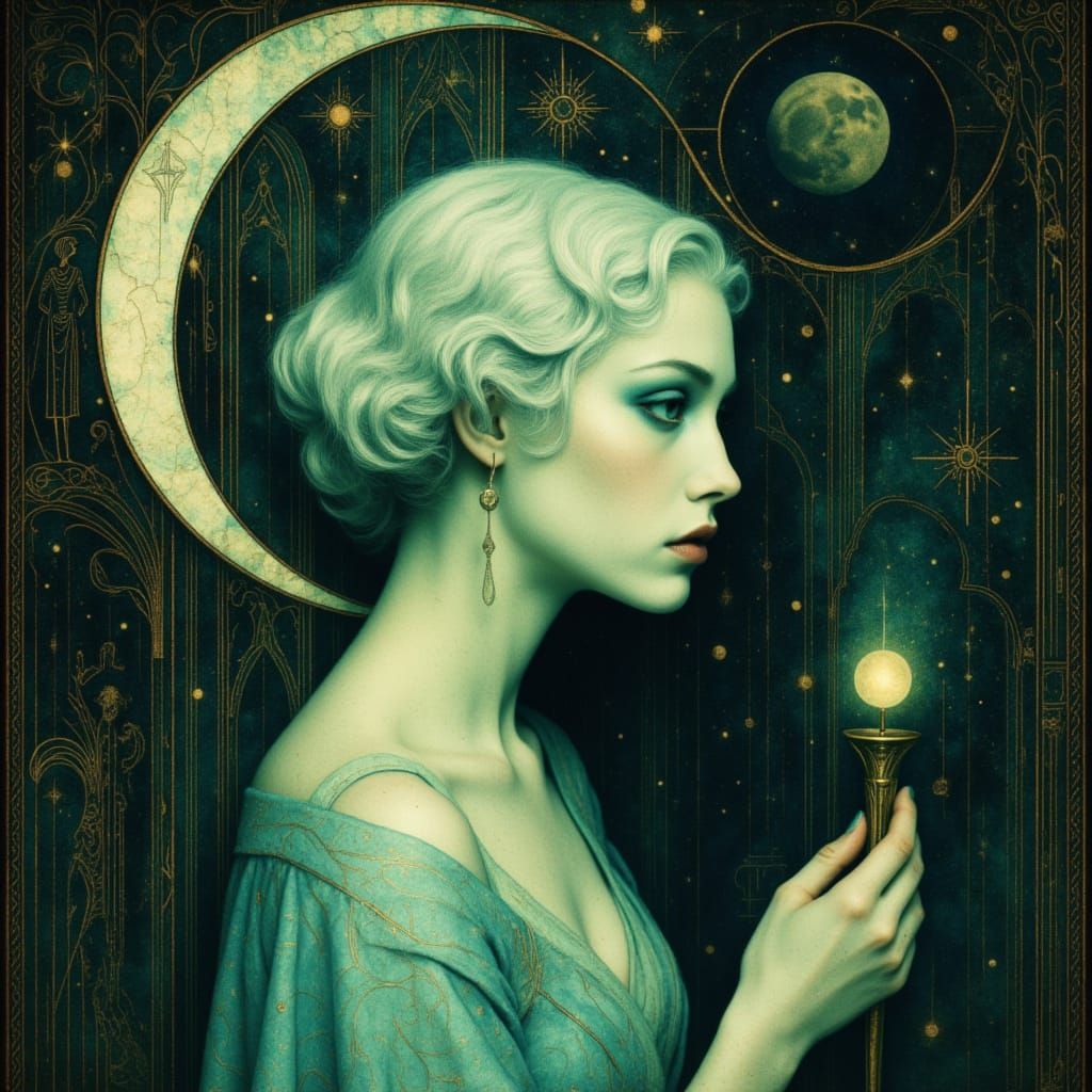 Lunar Oracle in Art Nouveau Style