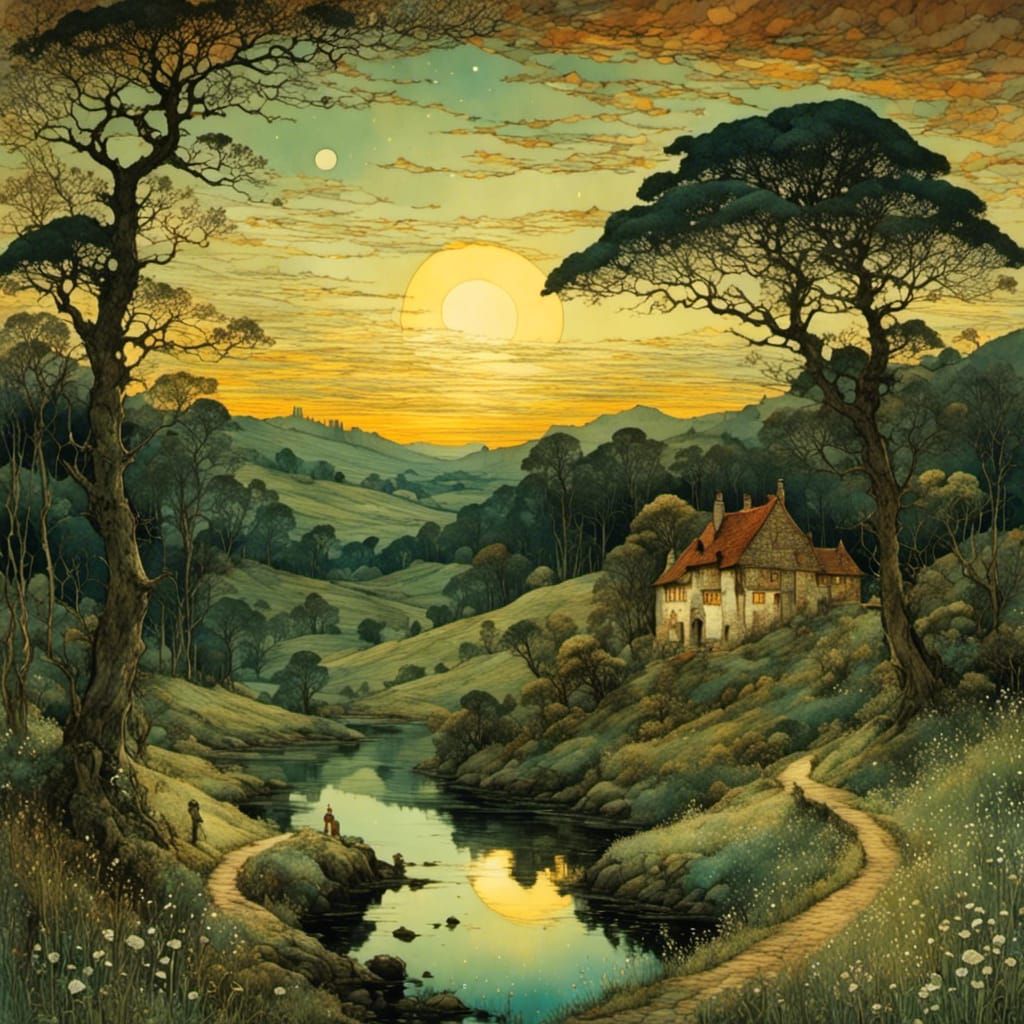 Dreamlike Landscape in Victorian Style