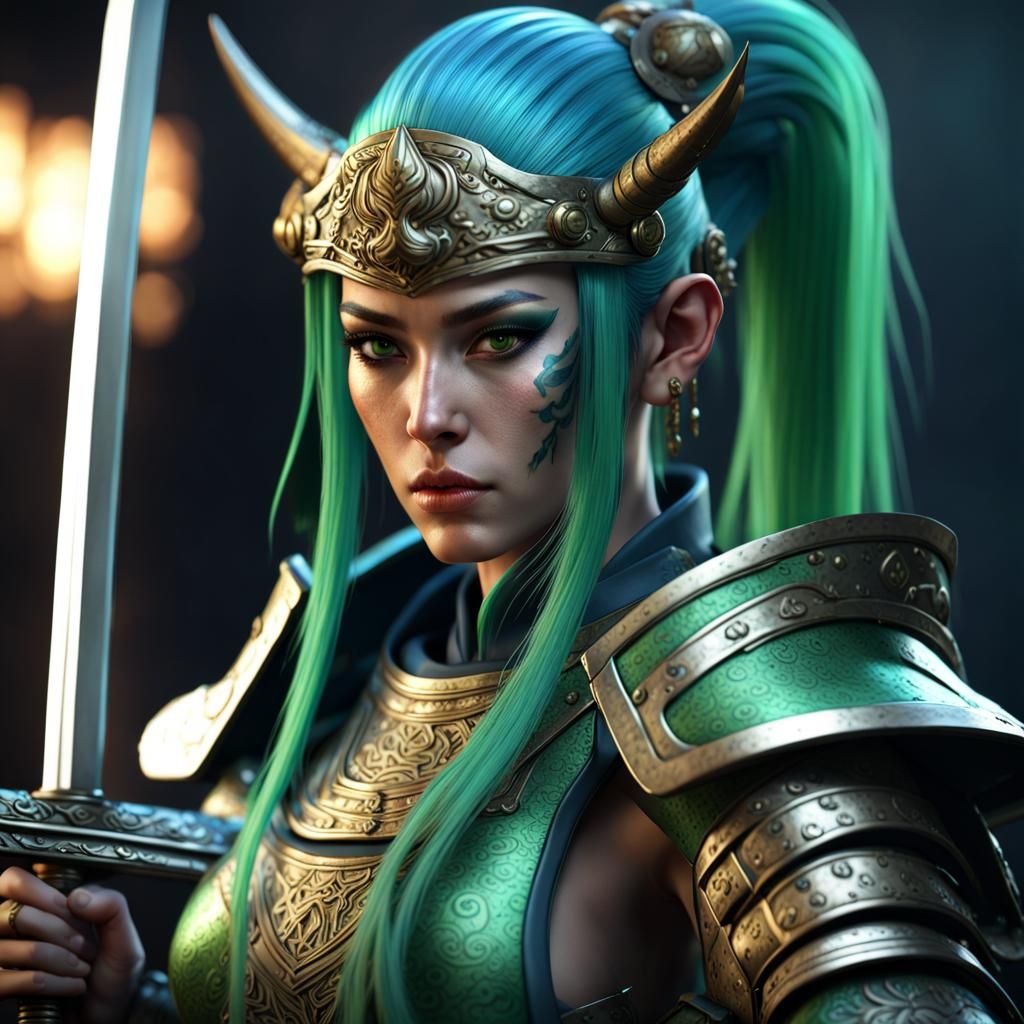 Triton Samurai in Shogun Armor: Fantasy Art