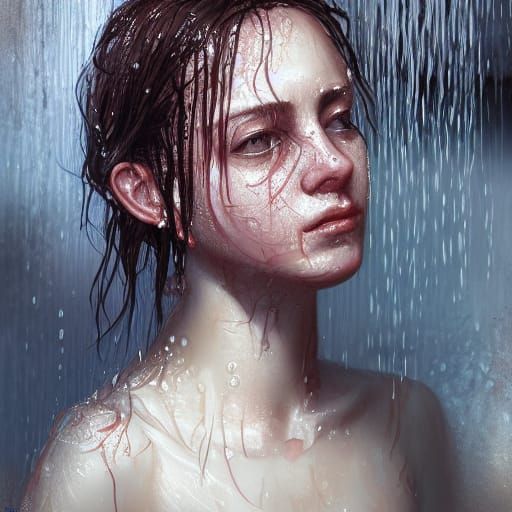 Sorrowful Bride: Crying in the Shower Portrait