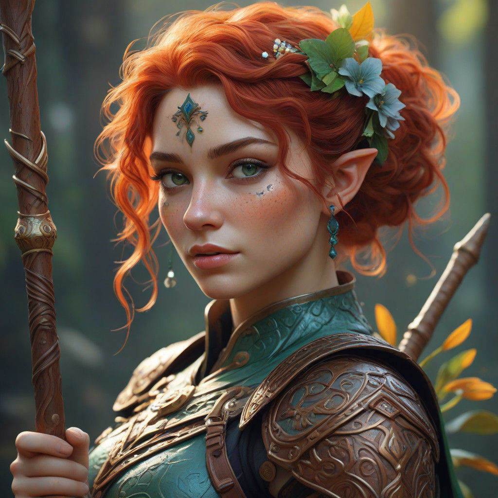 Vibrant Elf Warrior in Leather Armor