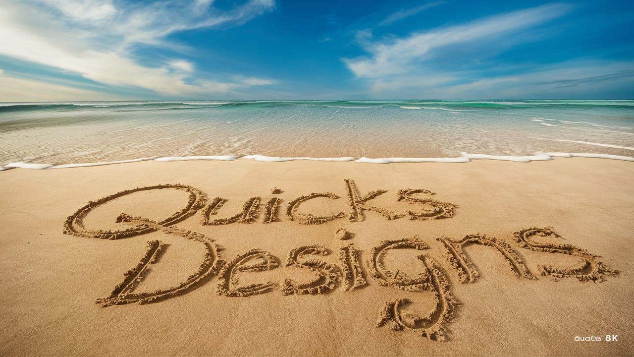 Serene Beach Scene with Sand Inscription in 8K
