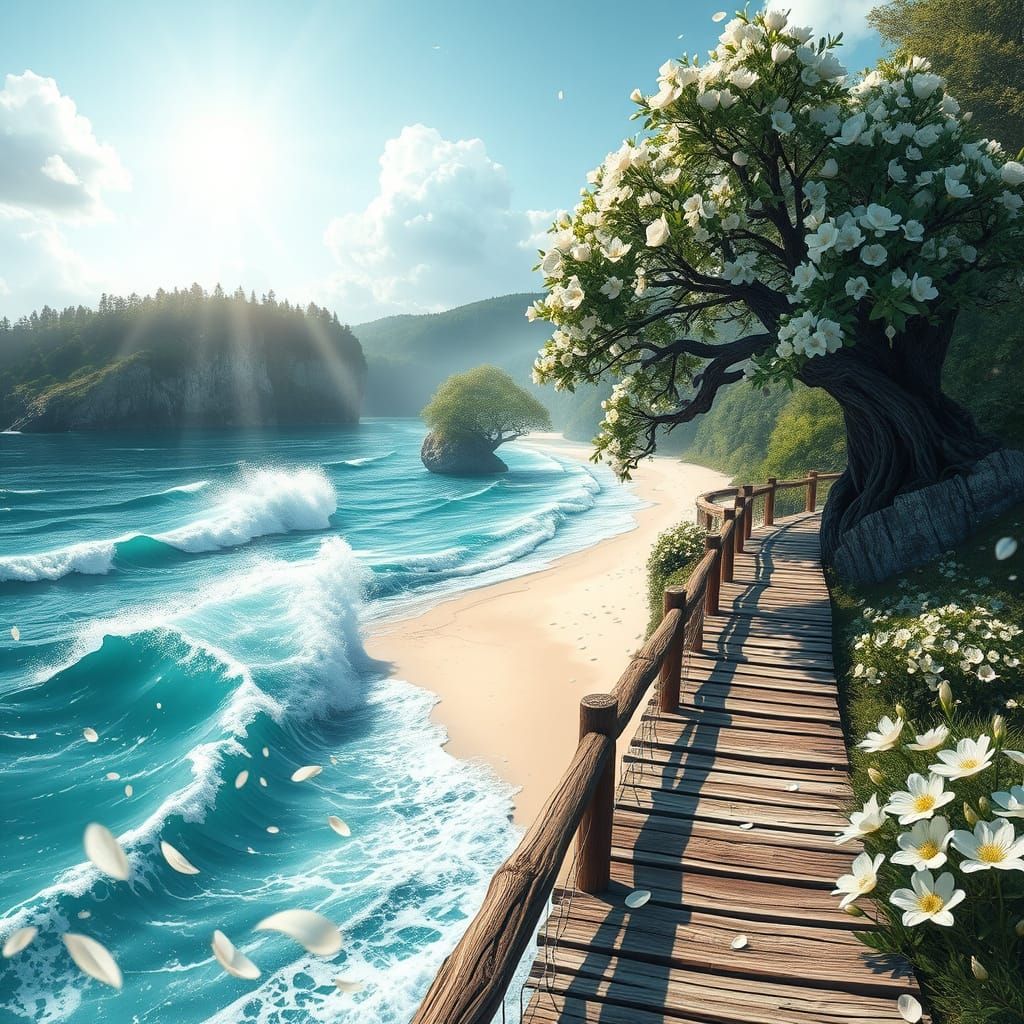 Serene Turbulent Coastline in Dreamy Soft Focus