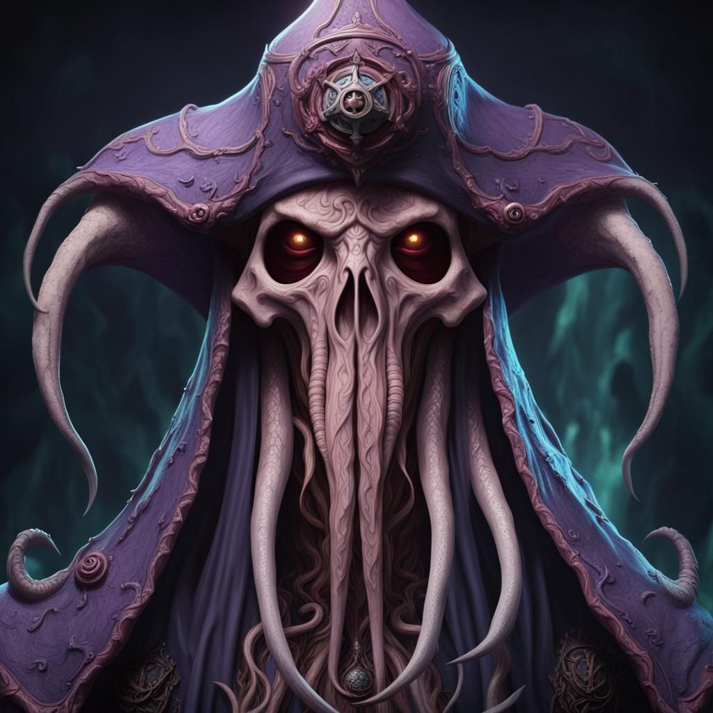 Illithid Mind Flayer Pirate in Detailed Matte Painting