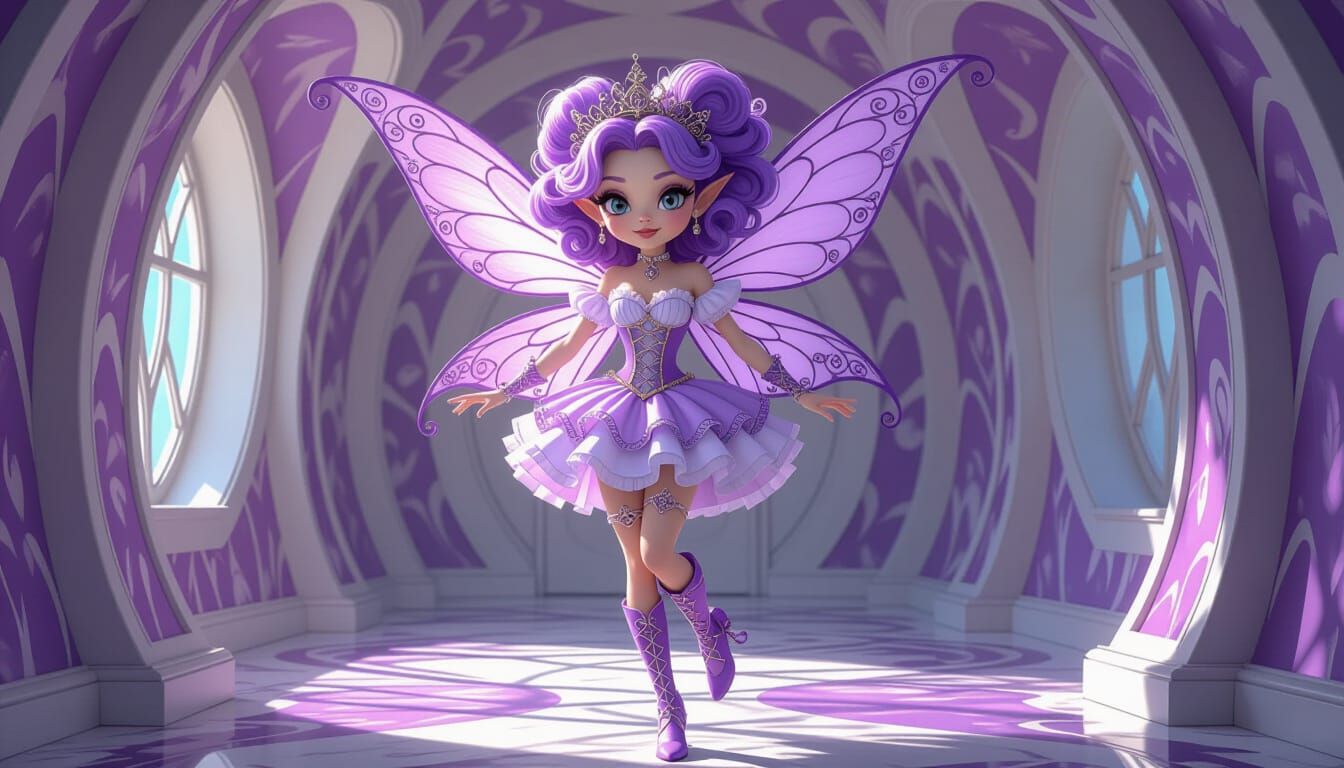 Whimsical Steampunk Faerie in Lilac and White