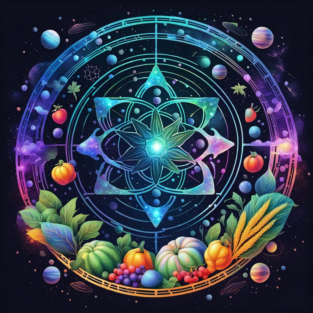 Agricultural Symbol in Holographic Astral Illustration
