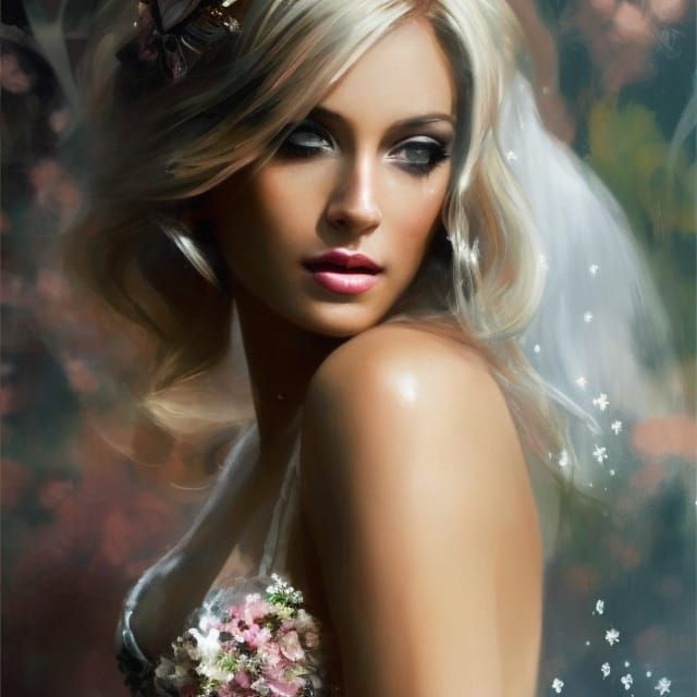 Cute Princess in Dark Fantasy Setting as Oil Painting