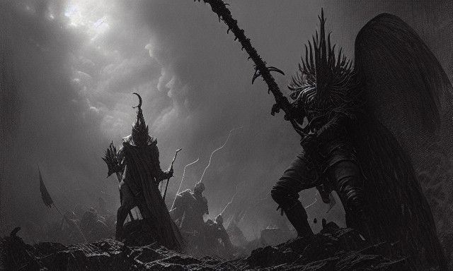 Hedge Knight Slices Demon with Fiery Sword