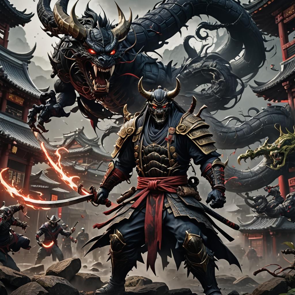 Venomized Samurai: Detailed Marvel-Inspired Art