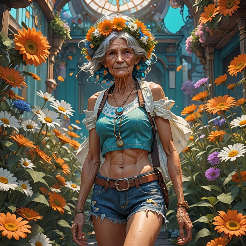 Youthful Old Lady, Alphonse Mucha-Inspired Concept Art