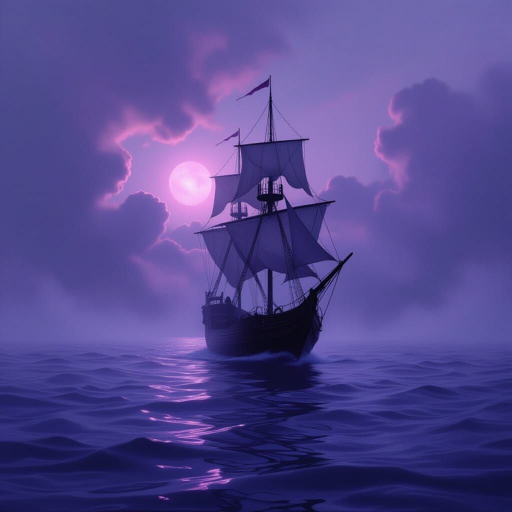 Ethereal Ink Sea Ghost Ship Concept Art