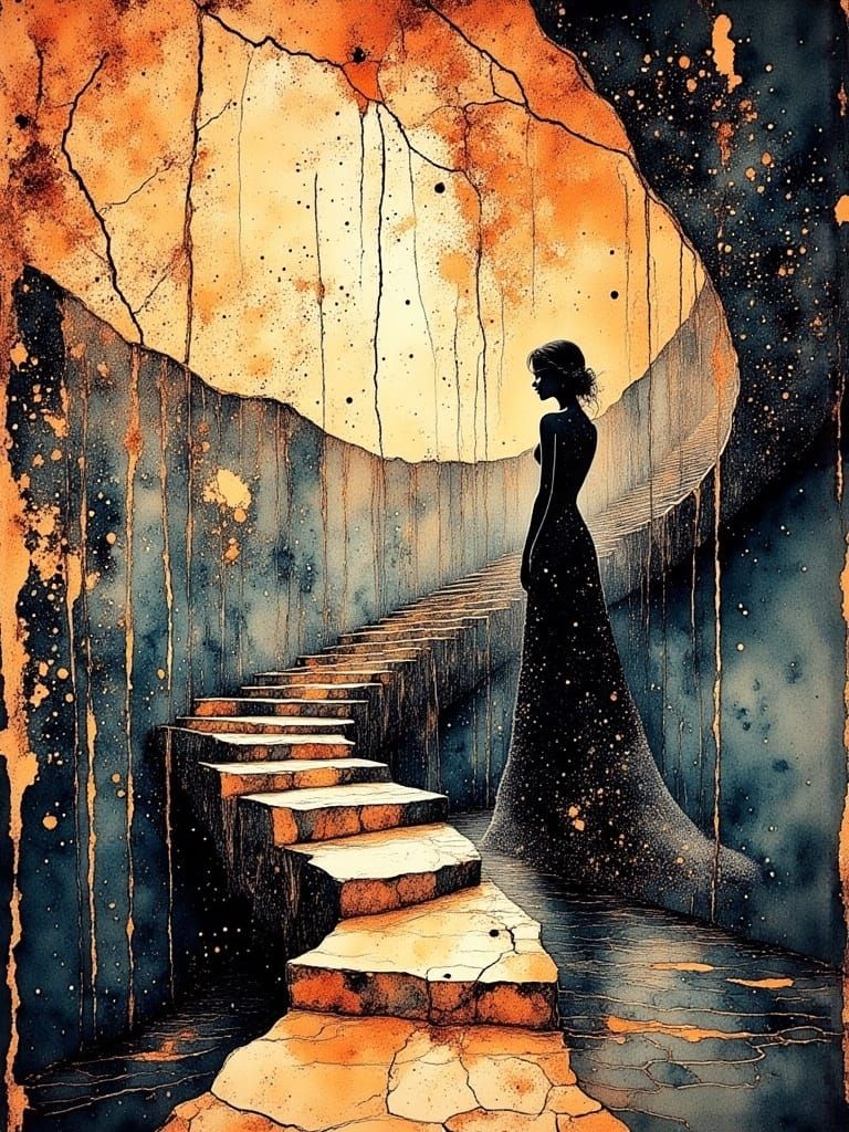 Surreal Stairway Maze in Salvador Dali Style