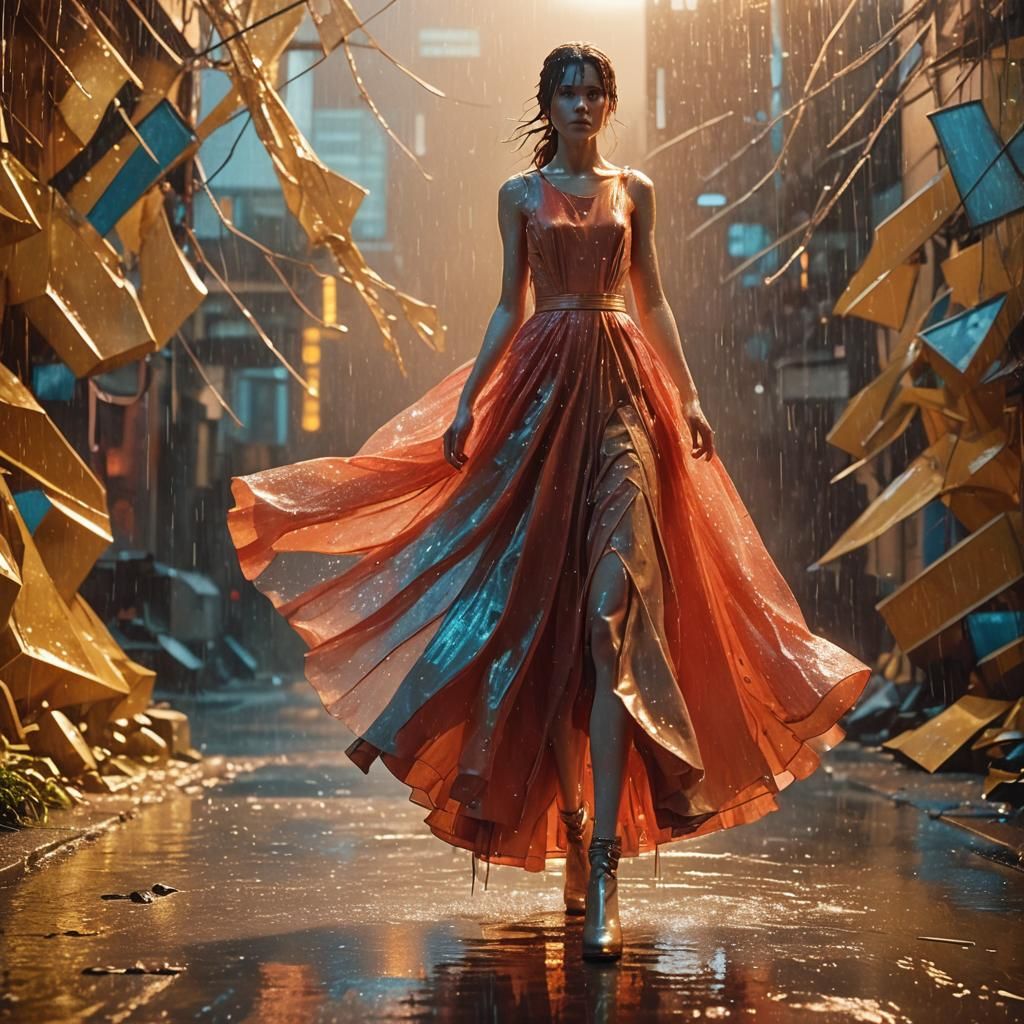 Rain-Soaked Replicant in Cyberpunk Neon Noir