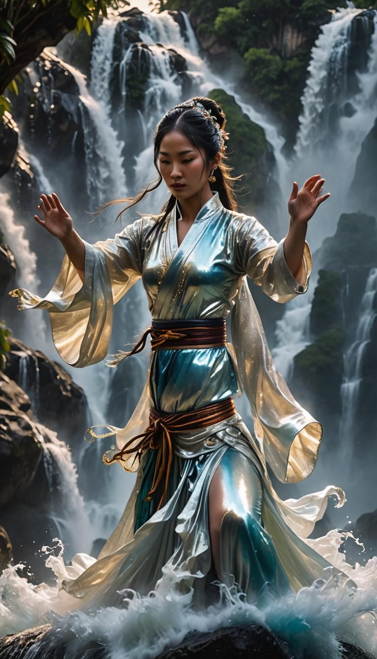 (Spectrolite Opalescent Pearlescent Ghostly Ethereal Nebulous Sculptured Psychedelic (((Beautiful Voluptuous Woman KungF...