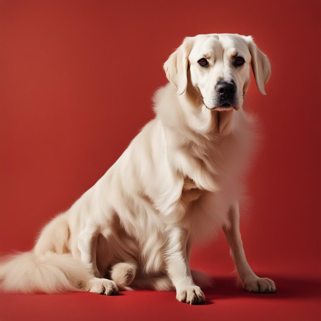 Dog Portrait in Editorial Style with Red Background