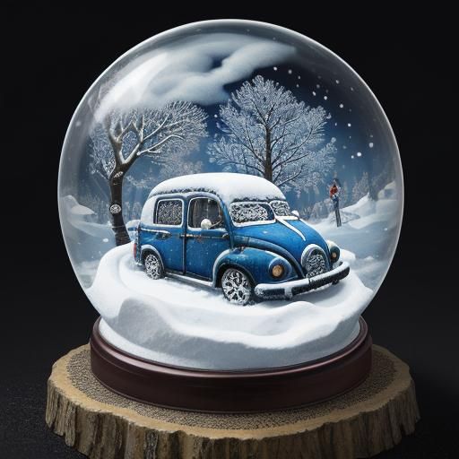 Snowglobe on Everest in Hyperrealistic Splash Art Style