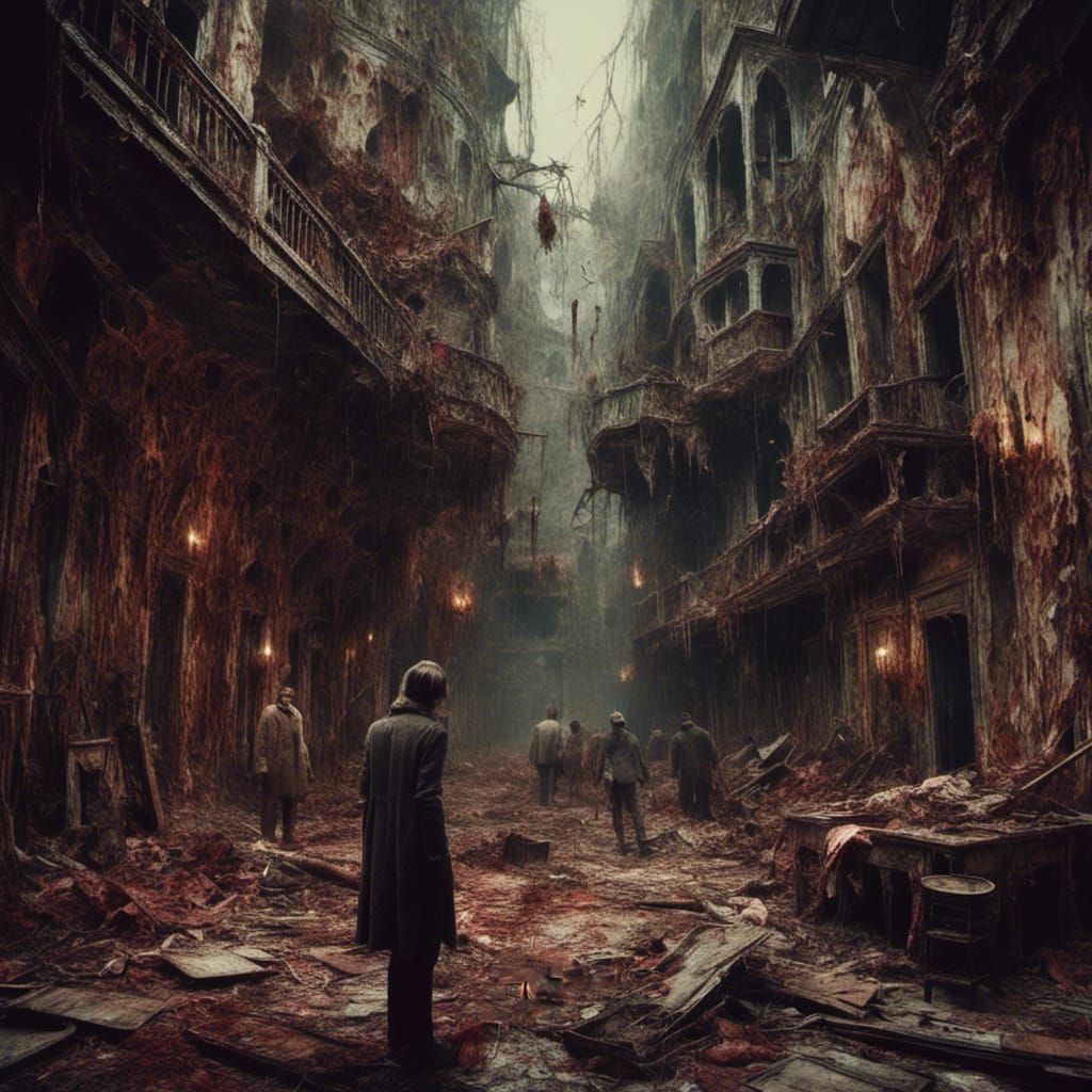 Macabre Dreamscape: Fantastical Matte Painting in Deep Color