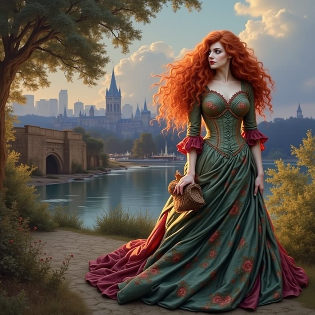 Victorian Vampire Portrait in Edward Cucuel Style