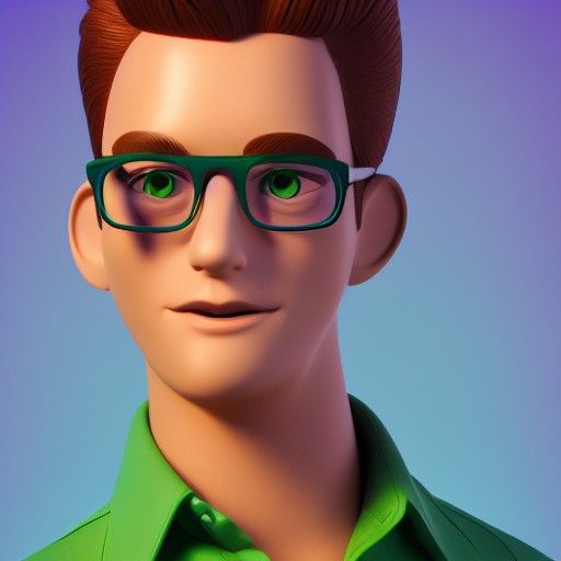 Young Man in Hawaiian Shirt: 3D Digital Art