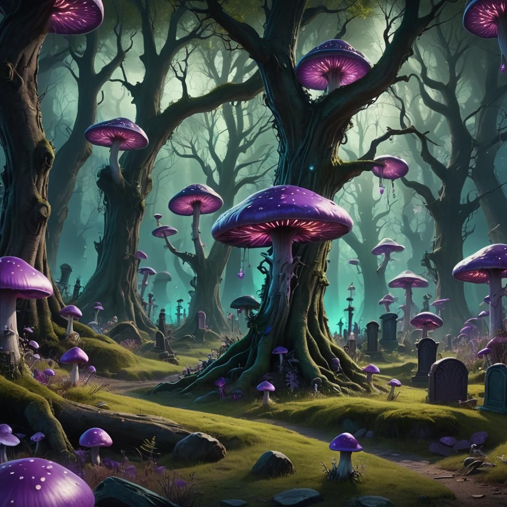 Beetlejuice in Graveyard, Digital Matte Painting