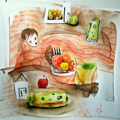 Watercolor Food Illustration in Childlike Style